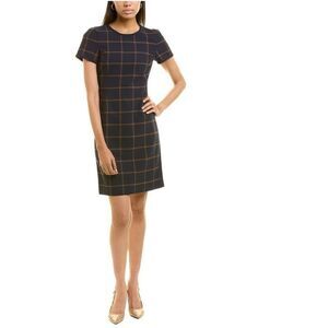 Brooks Brothers Navy and Brown Plaid Midi Dress